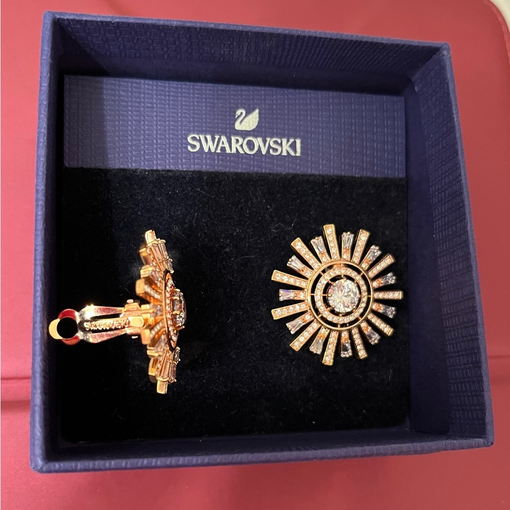 Swarovski Gold Sunburst Earrings - Picture 4 of 5